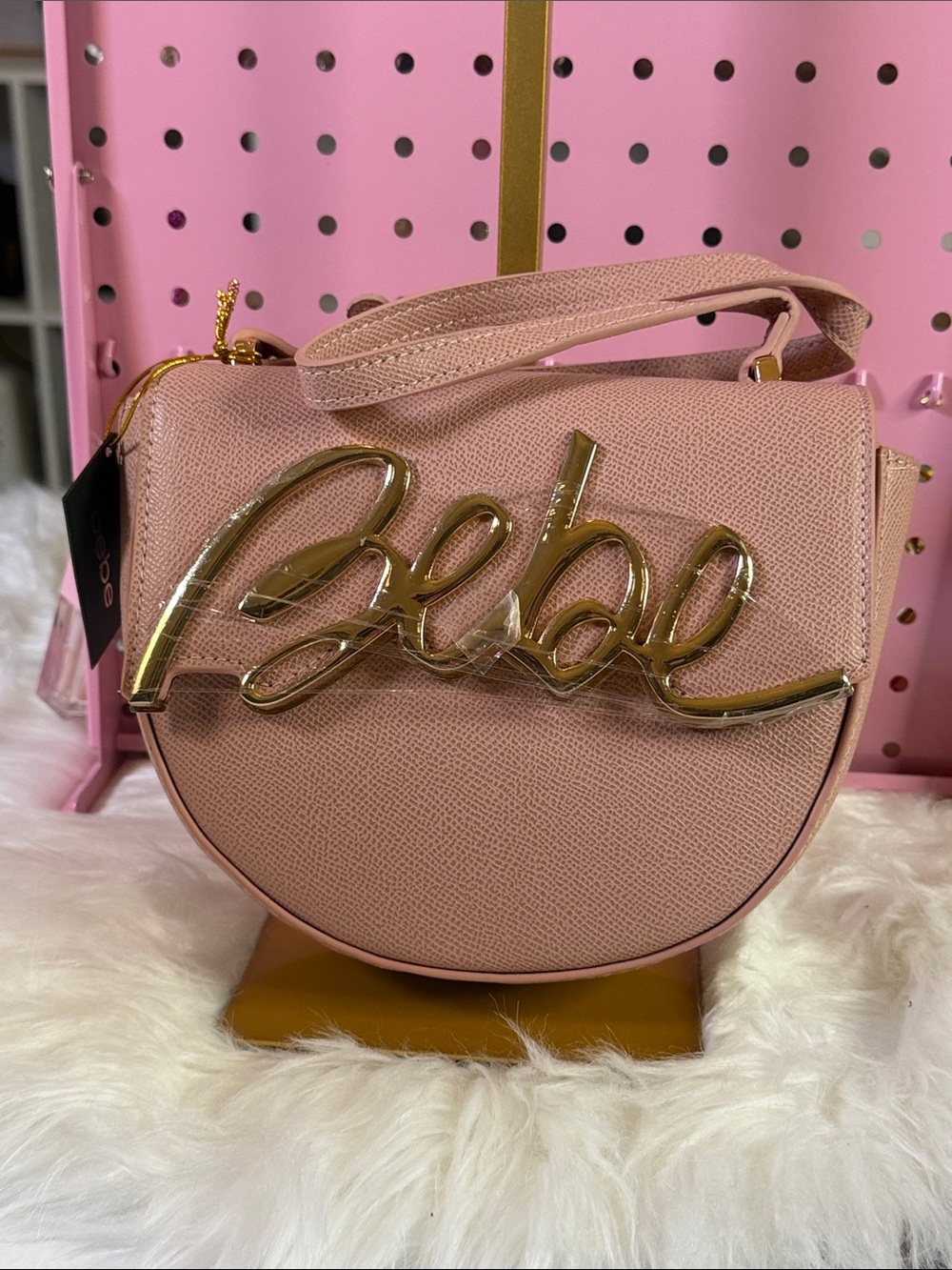 Bebe Pink 'Geha' Script Accent Crossbody Bag - Women